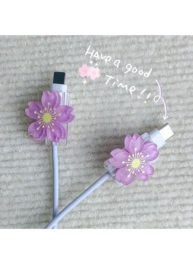 Purple Resin Flower Cable Protector Anti Bending Chew Proof Device For Type C Interface - Image 3